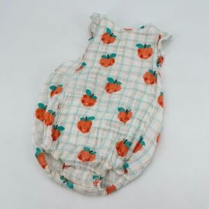 ANGEL DEAR Plaid Peaches Sunsuit Muslin Tropical Peach 6-12 months